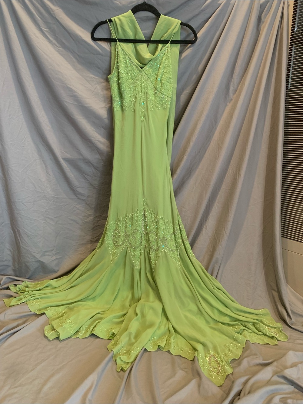 Vintage Seasons Design Inc. Elegant Lime Green Evening Gown